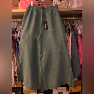 Venti6 Linen Wide Leg Pants Palazzo Green size L Pull On Women's.